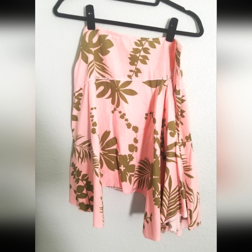 Roxy Pink Mini Skirt with Olive Green Tropical Print